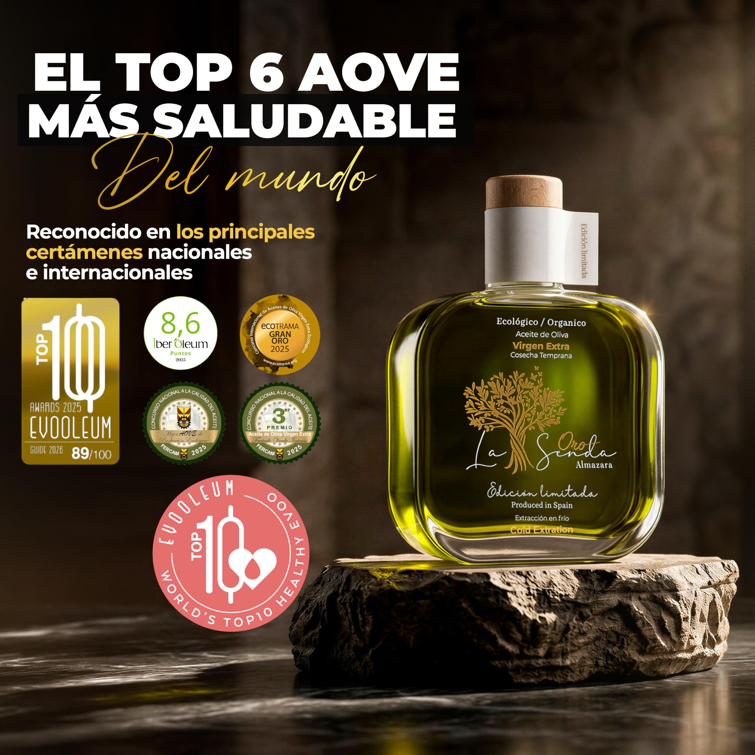 Almazara la Senda - Aceite de Oliva Virgen Extra Edición Limitada | AOVE Gourmet Monovarietal Picual | Aceite de Oliva Premium y Primera Extracción en Frío | Top 6 AOVE Más Saludable del Mundo | 500ml
