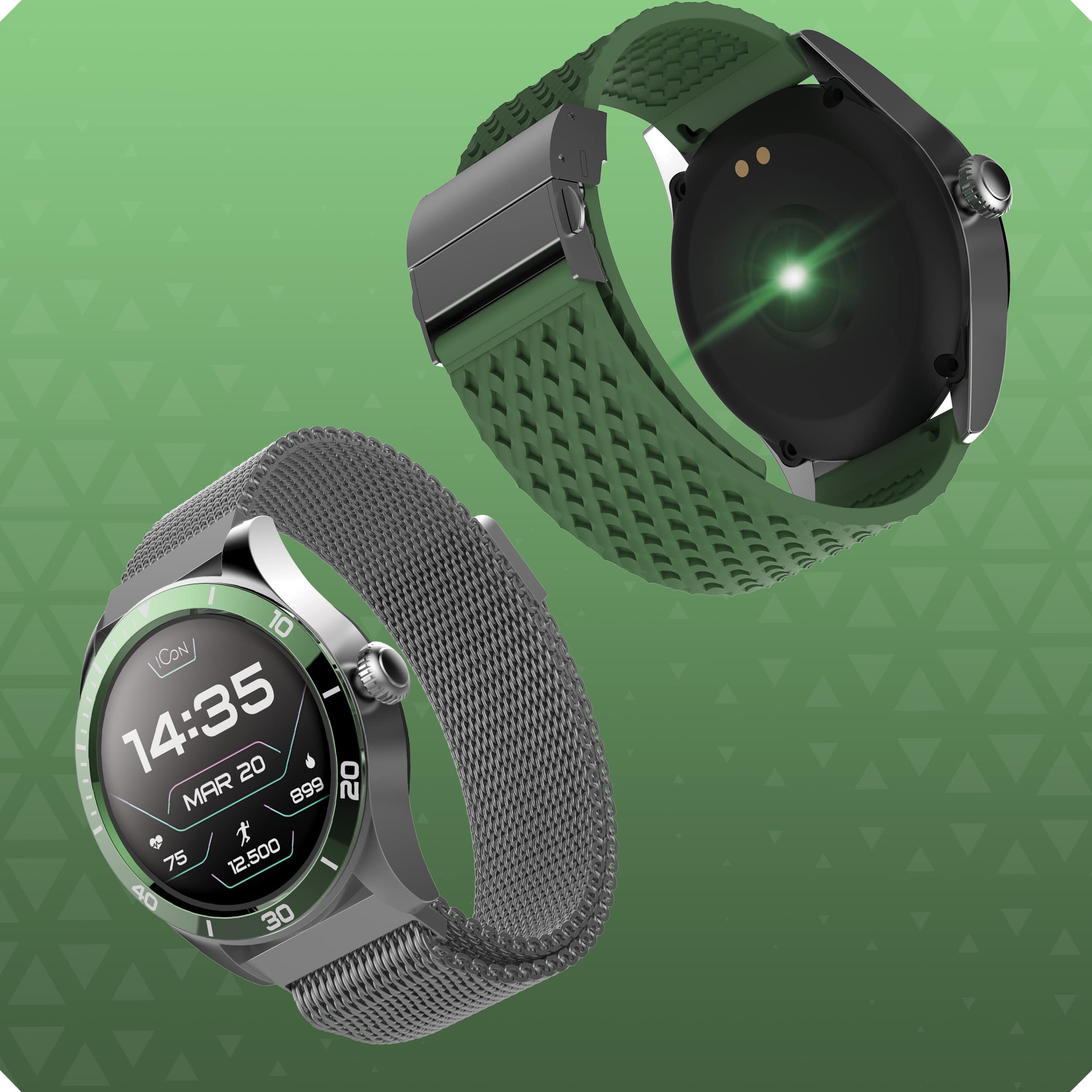 FOREVER Smartwatch AMOLED ICON II AW-110 dodatkowy pasek, wyświetlacz 1,3" 360 x 360 pikseli, IP68, Bluetooth v 5.1, czas czuwania 10 dni, akumulator litowo-jonowy 310 mAh, czas ładowania 2 godziny