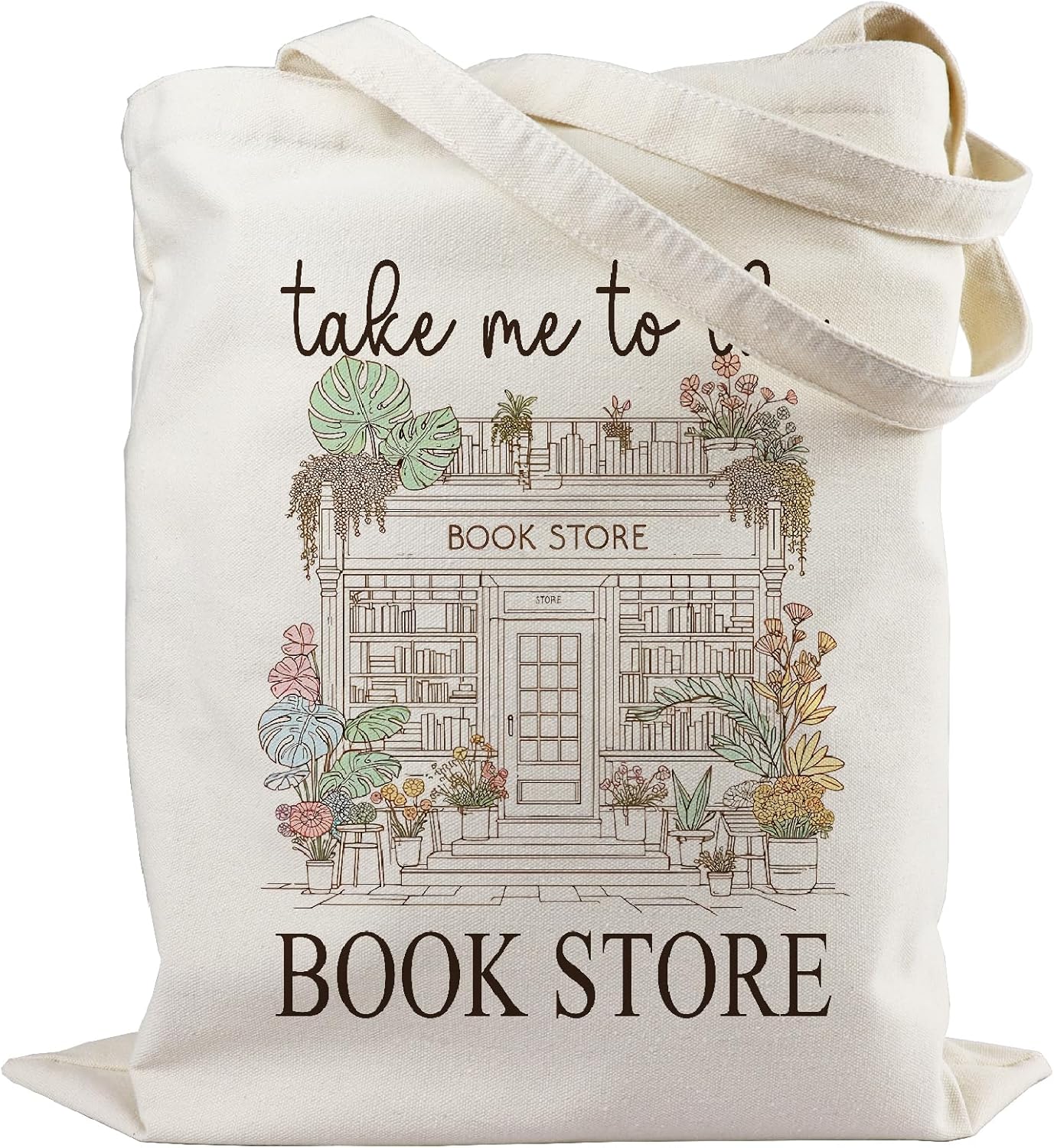 Aesthetic Canvas Tote Bag with Inner Pocket, Cute Reusable Tote Bags for Grocery Shopping, Gifts for Women Friends
