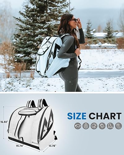 Miniatura 7 de OutdoorMaster Bolsa para botas de esquí y snowboard, excelente para viajes con exterior e inferior impermeables - para hombres, mujeres y jóvenes