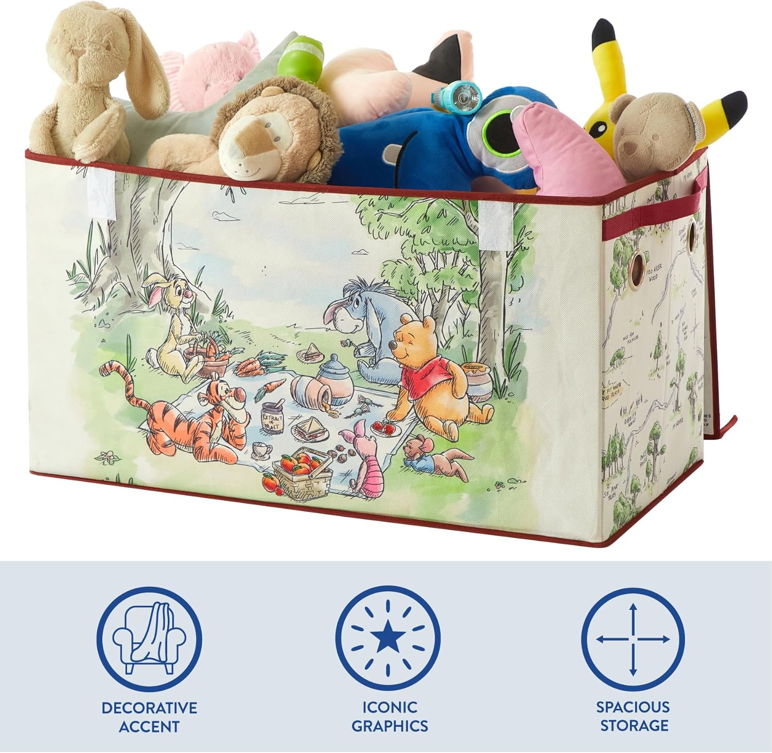 Disney Winnie the Pooh Collapsible Storage Trunk, Durable with Soft Lid, 28.5"x14.5"x16"