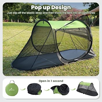 Sportneer Pop-Up Mosquito Net Tent, Instant Setup Camping Shelter for Cot or Ground, Breathable Mesh Bug Screen, Lightweight Portable Bed Canopy for Outdoor Indoor Adults Kids, 86.6''x33.5''x35.4''