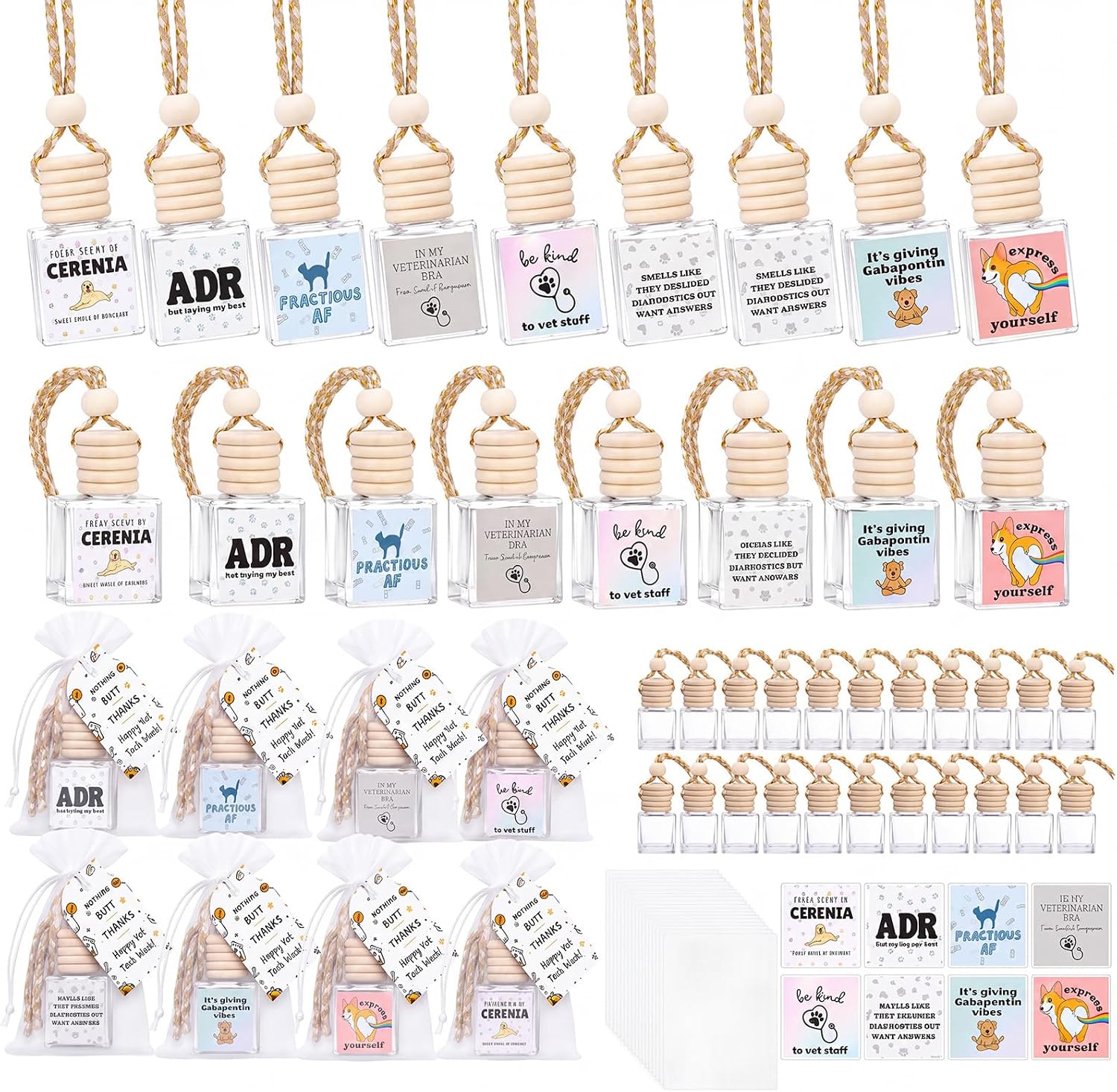 36 Sets Vet Tech Week Gifts Empty Car Air Fresheners Diffuser Bottle Bulk