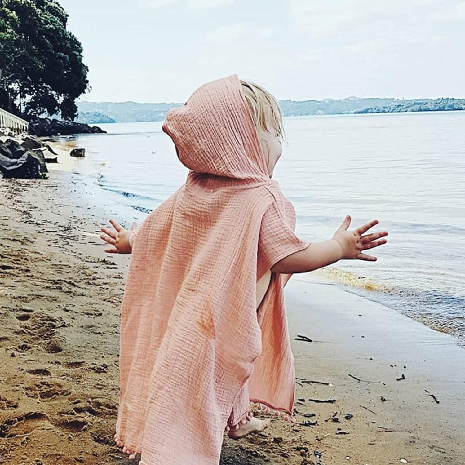 TOYANDONA Toddler Kids Baby Summer Clothes Hooded Swim Suit Cover Ups Bath Towel with Pom Poms Cotton Cloak for Toddler Infant Boy Girl Size 80 Pink : Clothing, Shoes & Jewelry