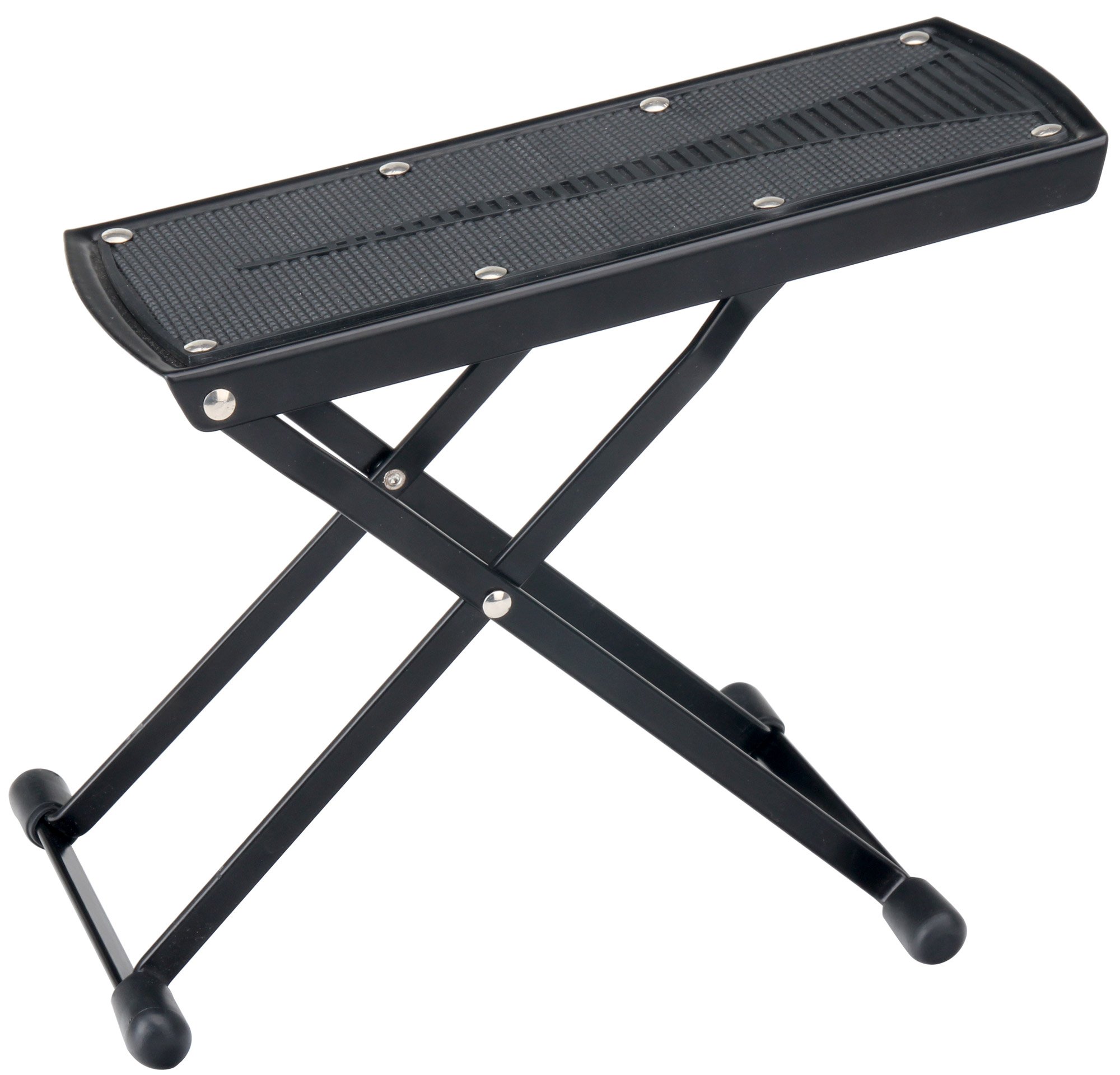3x SET Rocktile Gitarrenfußbank (Metall, 6fach höhenverstellbar, für Kinder und Erwachsene, universeller Fußstuhl für Gitarren, robust, zusammenklappbar) schwarz