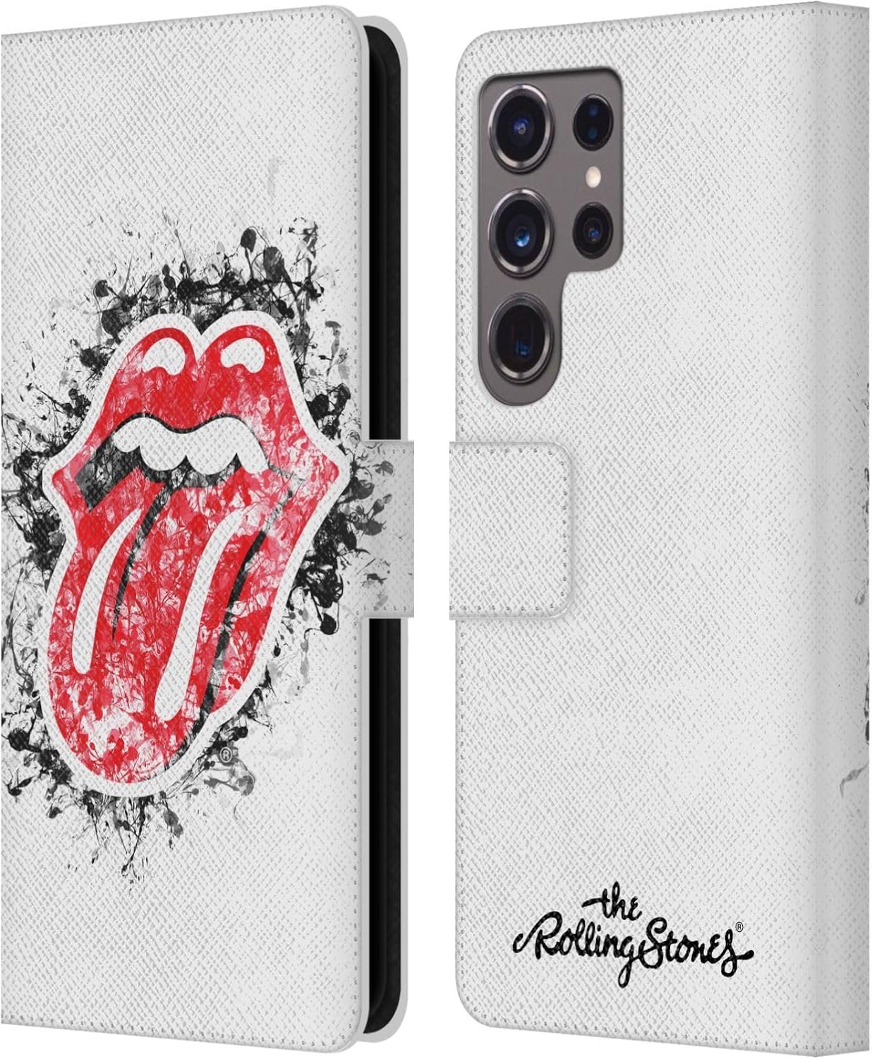Head Case Designs Officially Licensed The Rolling Stones Distressed Look Tongue Licks Collection Leather Wallet Case Compatible with Samsung Galaxy S24 Ultra 5G