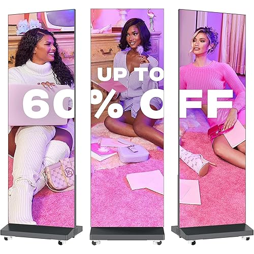 MWE LED Digital Signage Display with Flight Case, P1.86 Spliceable LED Poster Screen with Publishing System, Foldable Advertising Display Kiosk for Events and Rentals, WiFi/USB/HDMI (1 Panel), Black