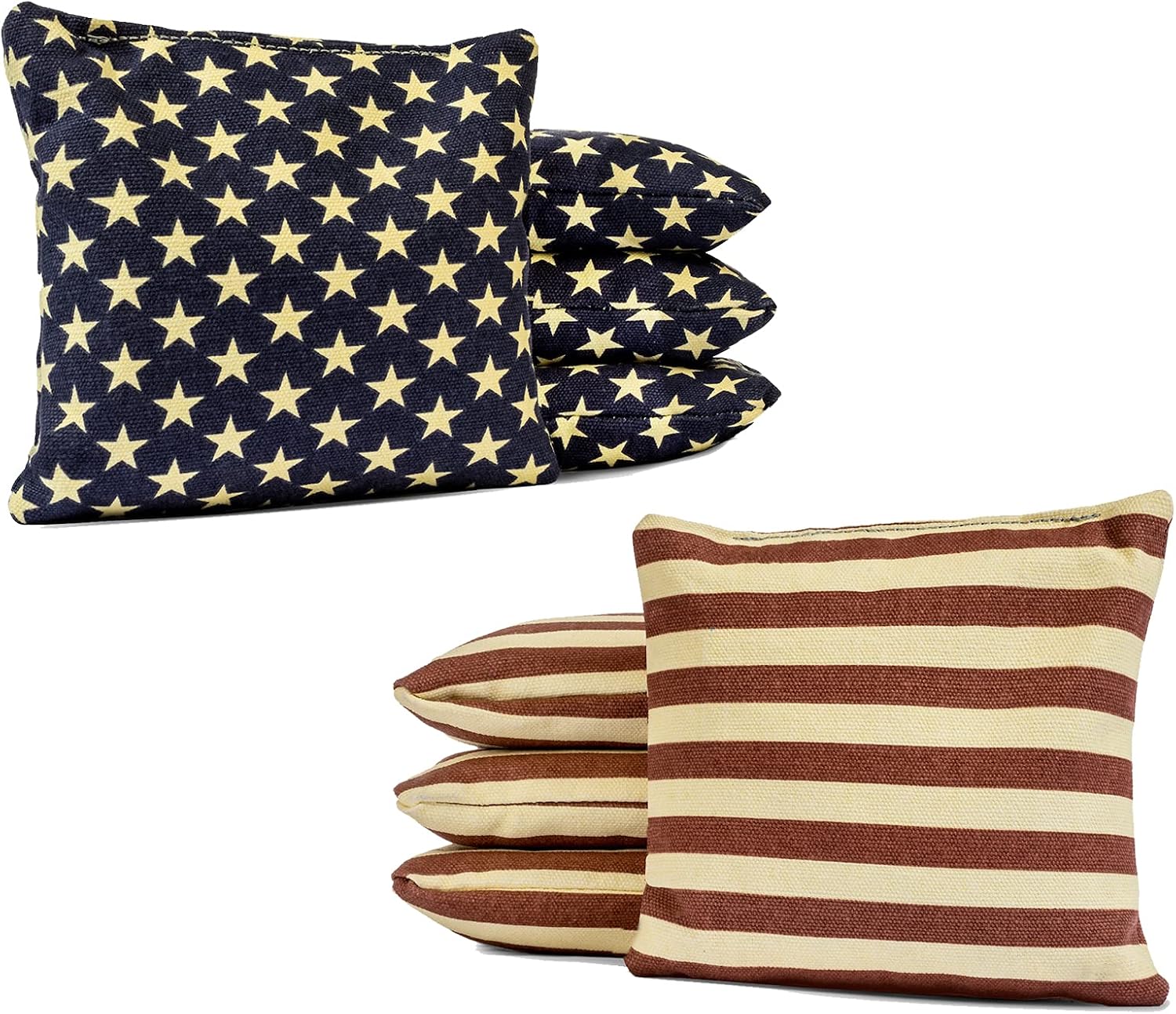 Tailgating Pros American Flag Wooden Plank Design Cornhole Board Set w/Bean Bags and Carrying Case - 4'x2' Corn Hole Toss Game w/Ring Light