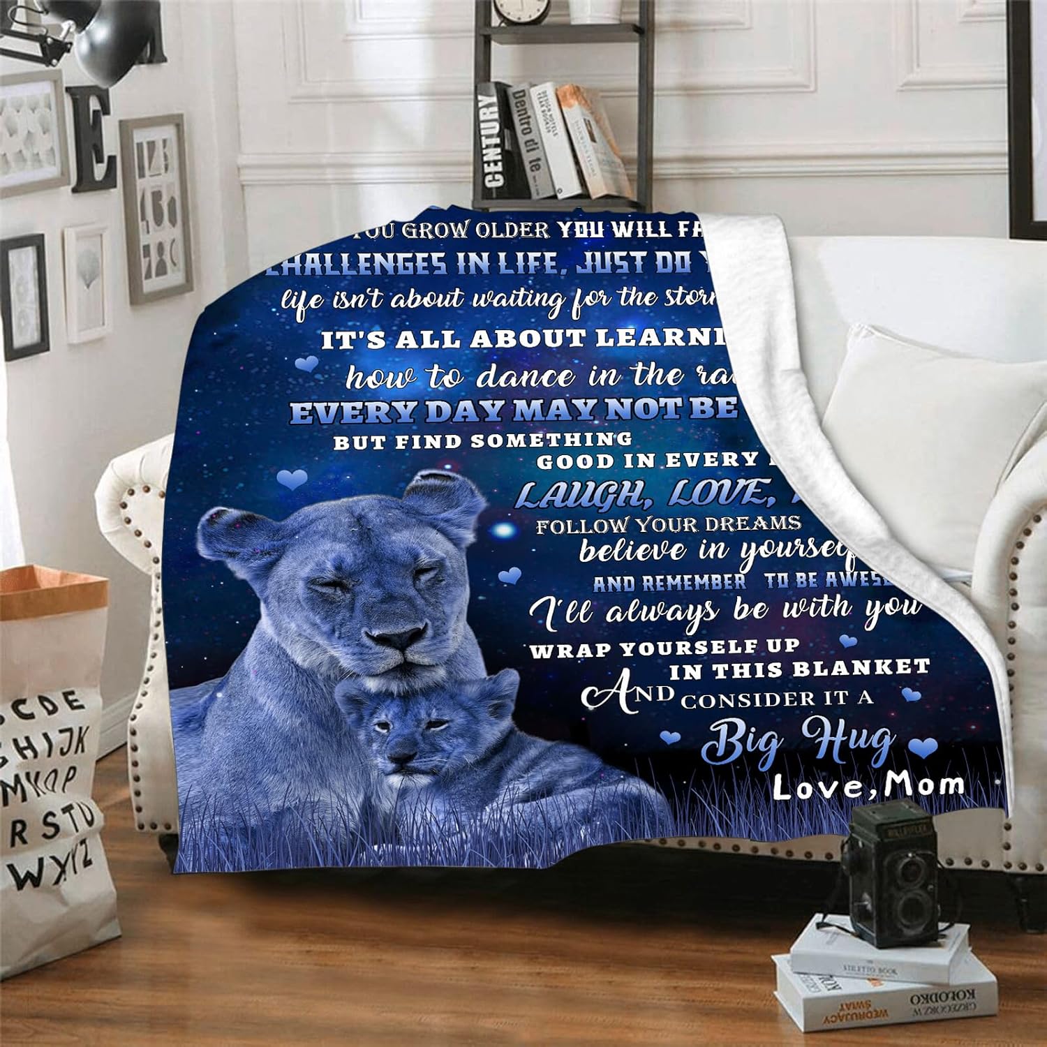 tgruihm to My Son Gifts Blanket from Mom, Blue Lion Blankets for My Son, Sons Gifts from Mom, Christmas Moms to Sons Birthday Gift Super Soft Cozy Flannel Blanket for Bed Sofa Decor 50"x60" - Image 8