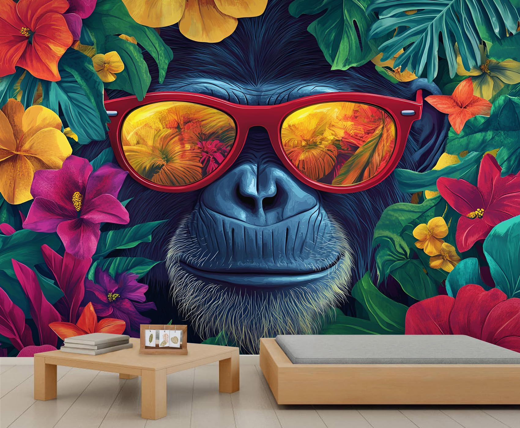 Papier peint singe gorille deco tropicale salon 150cm