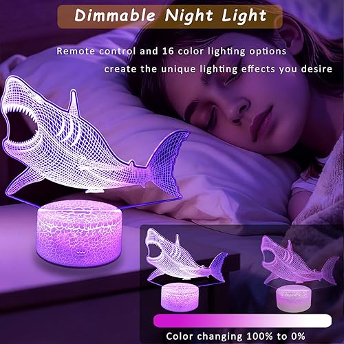 Miniatura 4 de YODAFOOR Luces nocturnas de tiburón con ilusión 3D para niños, juguete de tiburón megalodón, regalo de Navidad, cumpleaños, para niños, niñas,