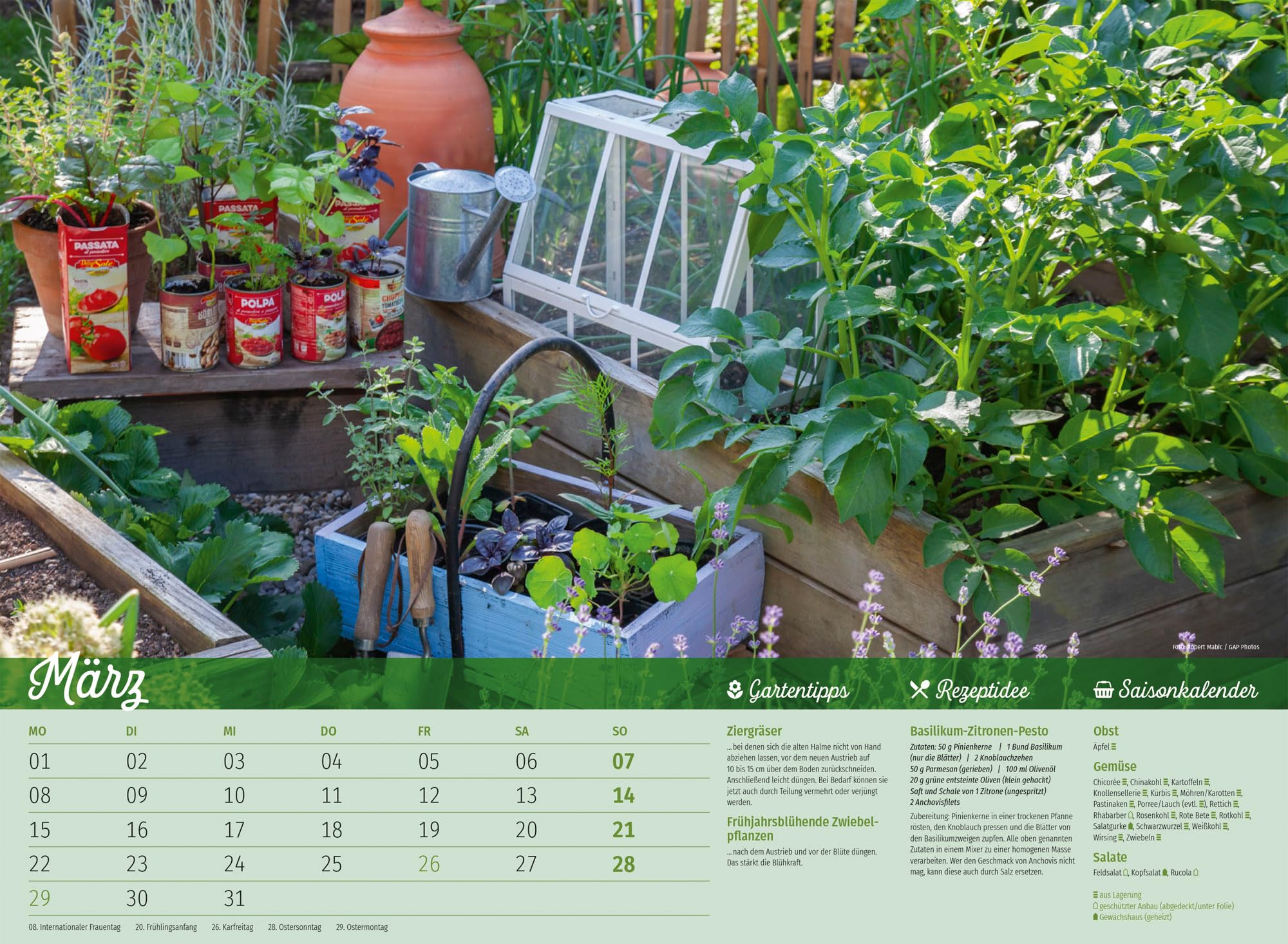 Landliebe Garten-Kalender 2027: Blumen- und Gartenmotive im Querformat (45x33 cm) | Mit Tipps zum Gärtnern und für die Küche sowie Saisonkalender