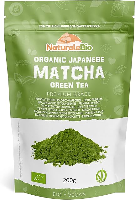 Japanese Organic Matcha Green Tea Powder - Premium Grade - 200g. Tea Produced in Japan, Uji, Kyoto. Use for Drinking, Cooking, Baking, Smoothie Making and with Milk. Vegan & Vegetarian Friendly