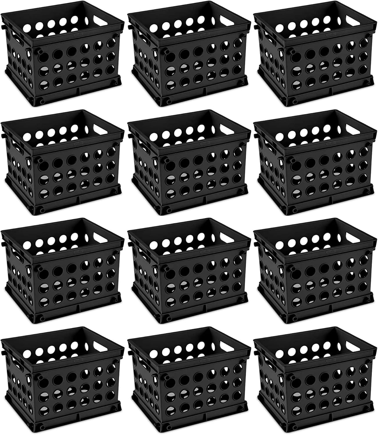 Stackable Storage Organizer Mini Crate Set w/ Handles, 12