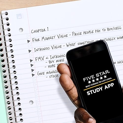 Miniatura 3 de Five Star Cuaderno de espiral + aplicación de estudio, paquete de 4, 1 materia, papel reciclado a rayas universitarias, 8-1/2 x 11 pulgadas, 100