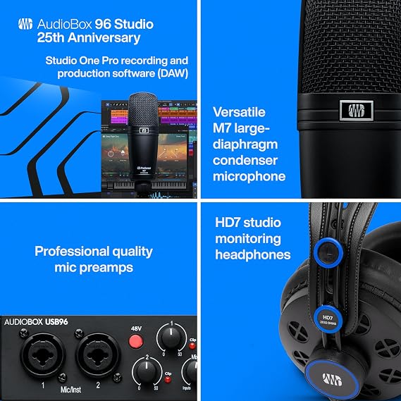 PreSonus AudioBox USB 96 25th Anniversary Studio Recording Package