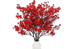 6 Pcs Babys Breath Artificial Flowers Bulk Silk Red Faux Flowers Real Touch Gypsophila Bouquet