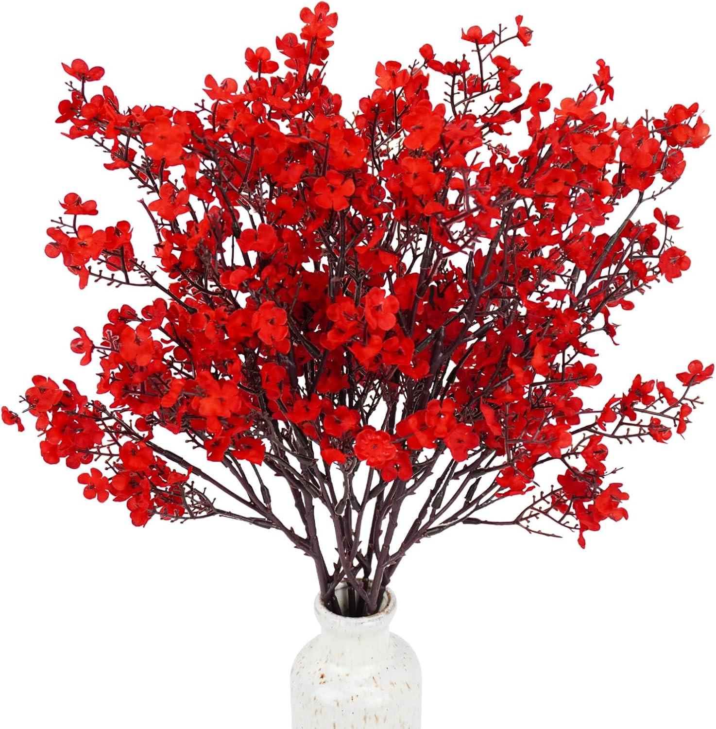 Uieke 6 Pcs Babys Breath Artificial Flowers Bulk Silk Red Faux Flowers Real Touch Gypsophila Bouquet for Christmas Halloween Home Wedding Decoration