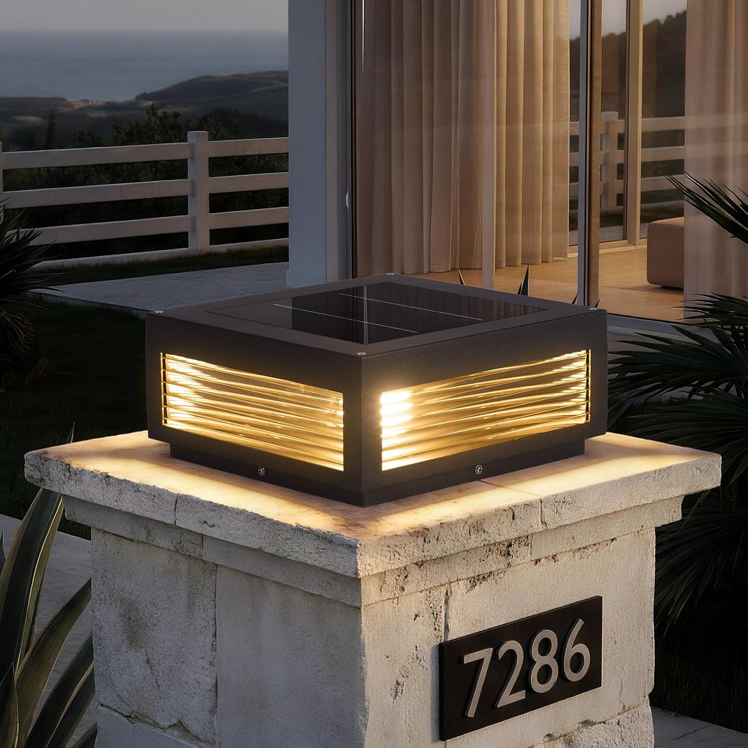 PAKEDANDUN Solar Post Light Outdoor, 11.81"x11.81" Waterproof Pillar Lights