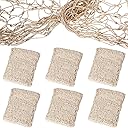 Shappy Shappy 6 Pack Natural Fish Net Decorative Cotton Fishnet Decor for Pirate Party, Mermaid Nautical Hawaii Luau Ocean Themed Wall Hanging Beach Bash Decoration Supplies (Beige)