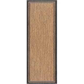 Gertmenian Indoor/Outdoor Kona Coast by Reyn Spooner Runner Rug - 2x6 Runner, Stain & UV Resistant, Ideal for Deck, Patio, Poolside Rooms - Palmtree Leaf, Black Brown, 46687