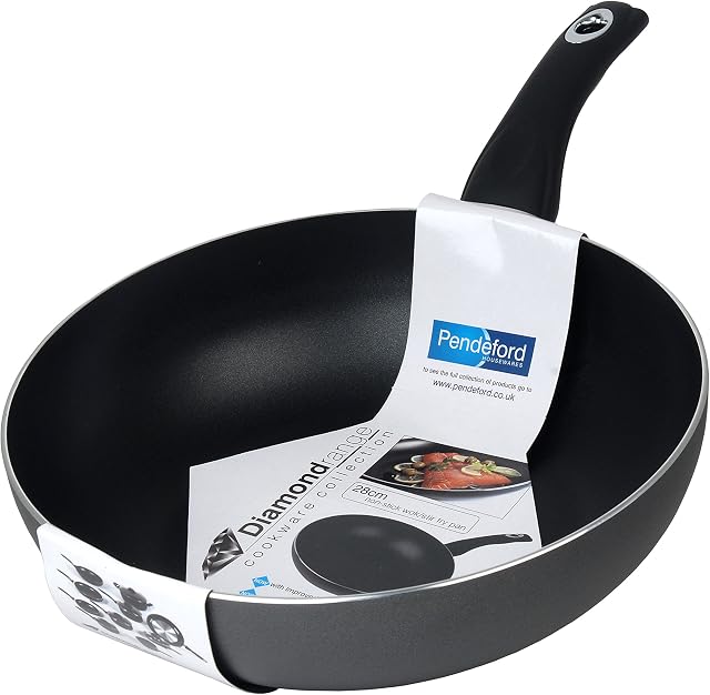 Diamond Non-Stick Wok/Stir Fry Pan, Aluminium, Black