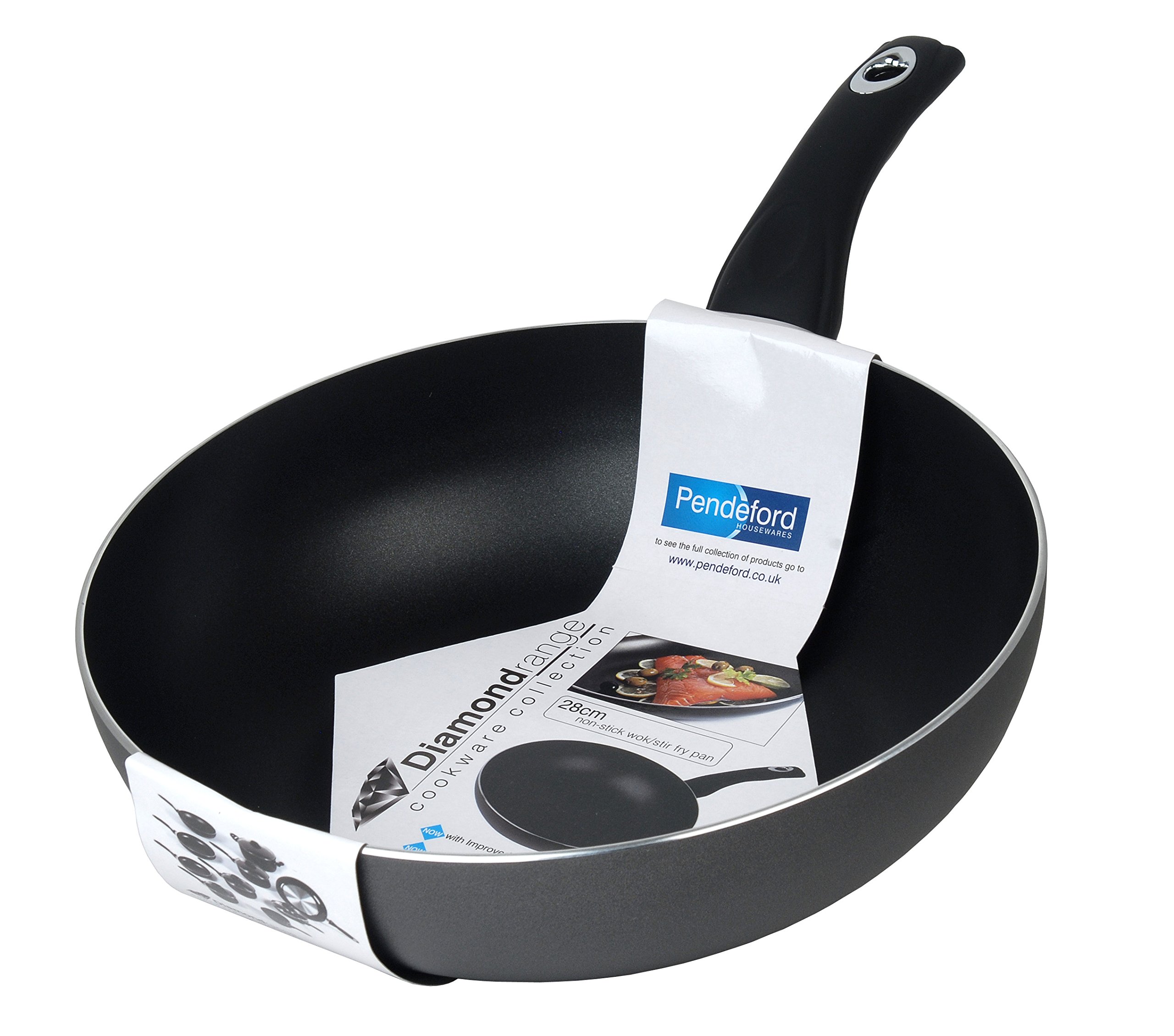 Premium 28cm Deep Wok - Induction, Dishwasher Safe, Non-Stick, Easy to Clean - PFOA Free, 4mm Thick - Hanging Hook, Suitable for Multiple Hobs - Soft Touch Handle with Flame Retardant Technology