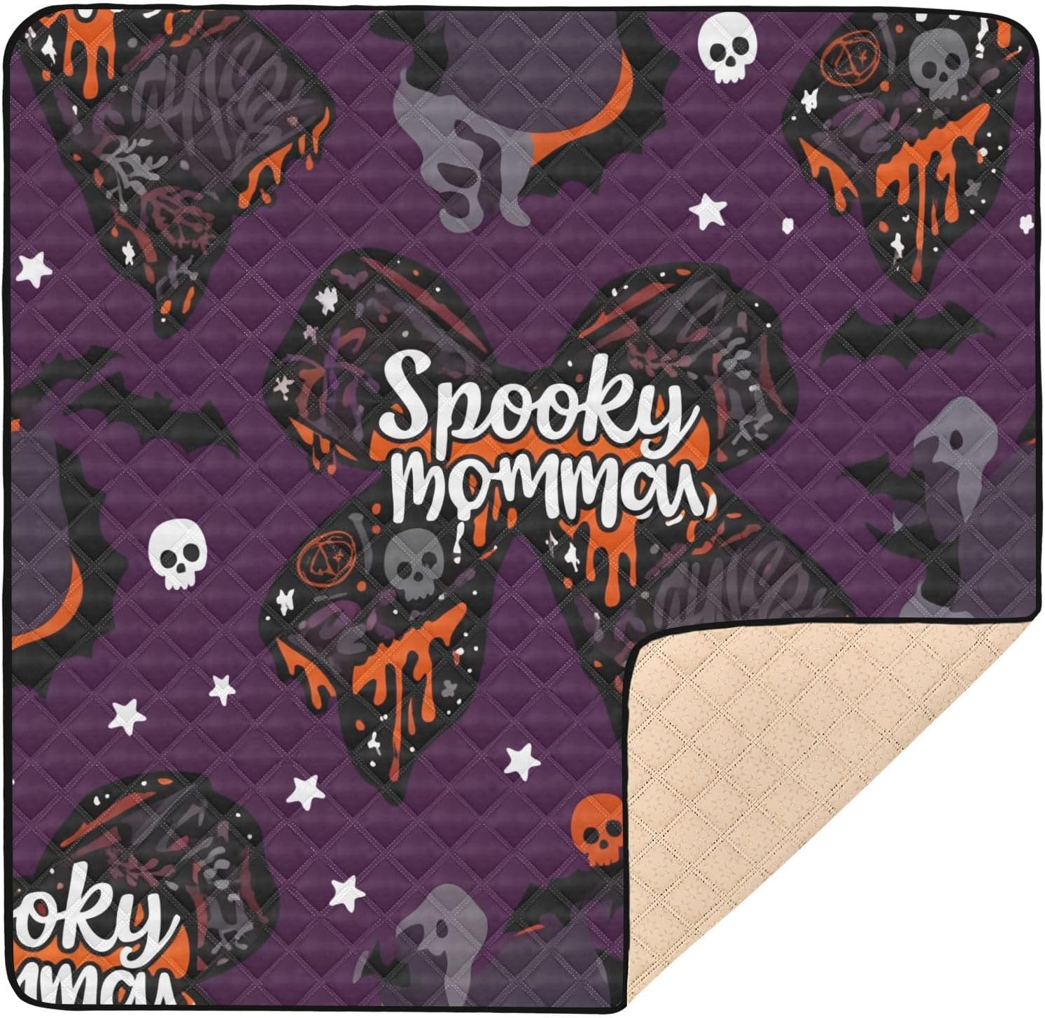 Graffiti Skull Bow Baby Play Mat, 50“ X 50” Washable Folding Crawling Mat, Baby Floor Mat, Soft, Non-Slip