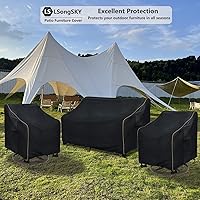 Vista 5 de Funda para sofá biplaza de 2 plazas para exteriores, fundas para sofá de patio que se adapta a hasta 58 pulgadas de ancho x 32.5 pulgadas