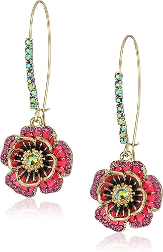 Betsey Johnson Color de pendientes colgantes de rosa