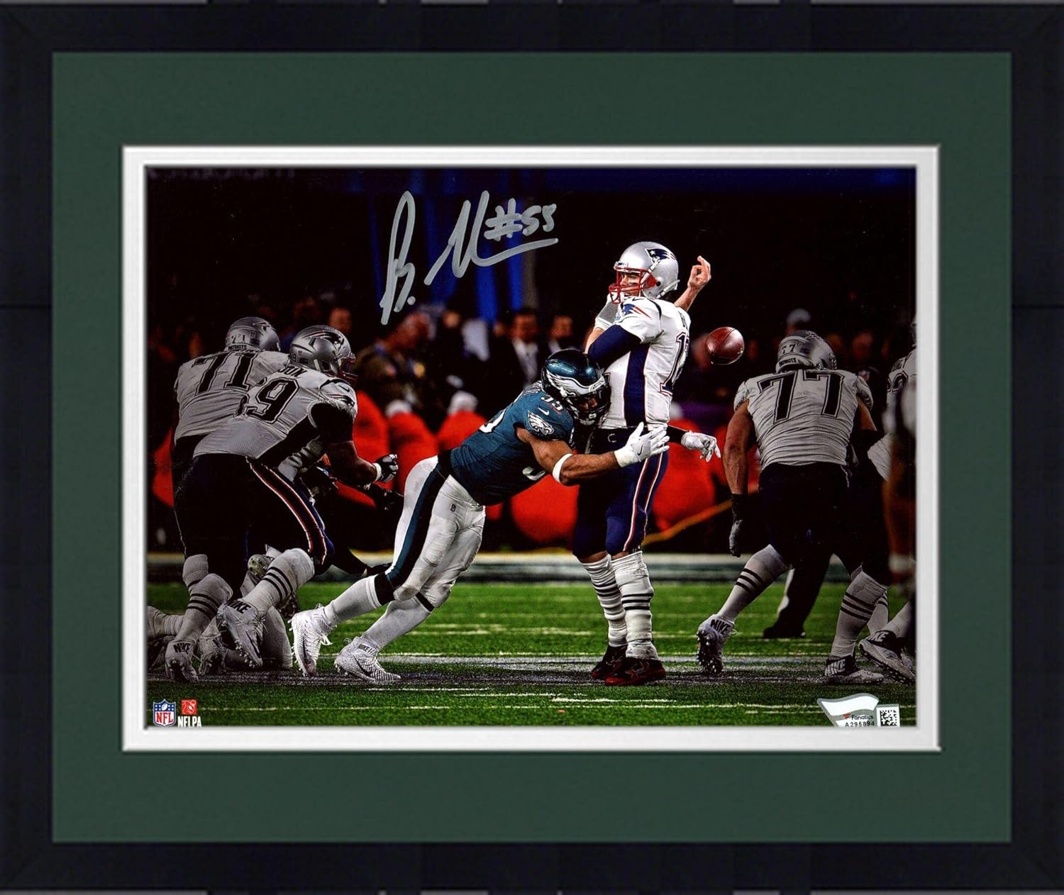 Framed Brandon Graham Philadelphia Eagles Autographed 8" x 10" Sack Fumble Super Bowl LII Champions Photograph - Autographed NFL Photos