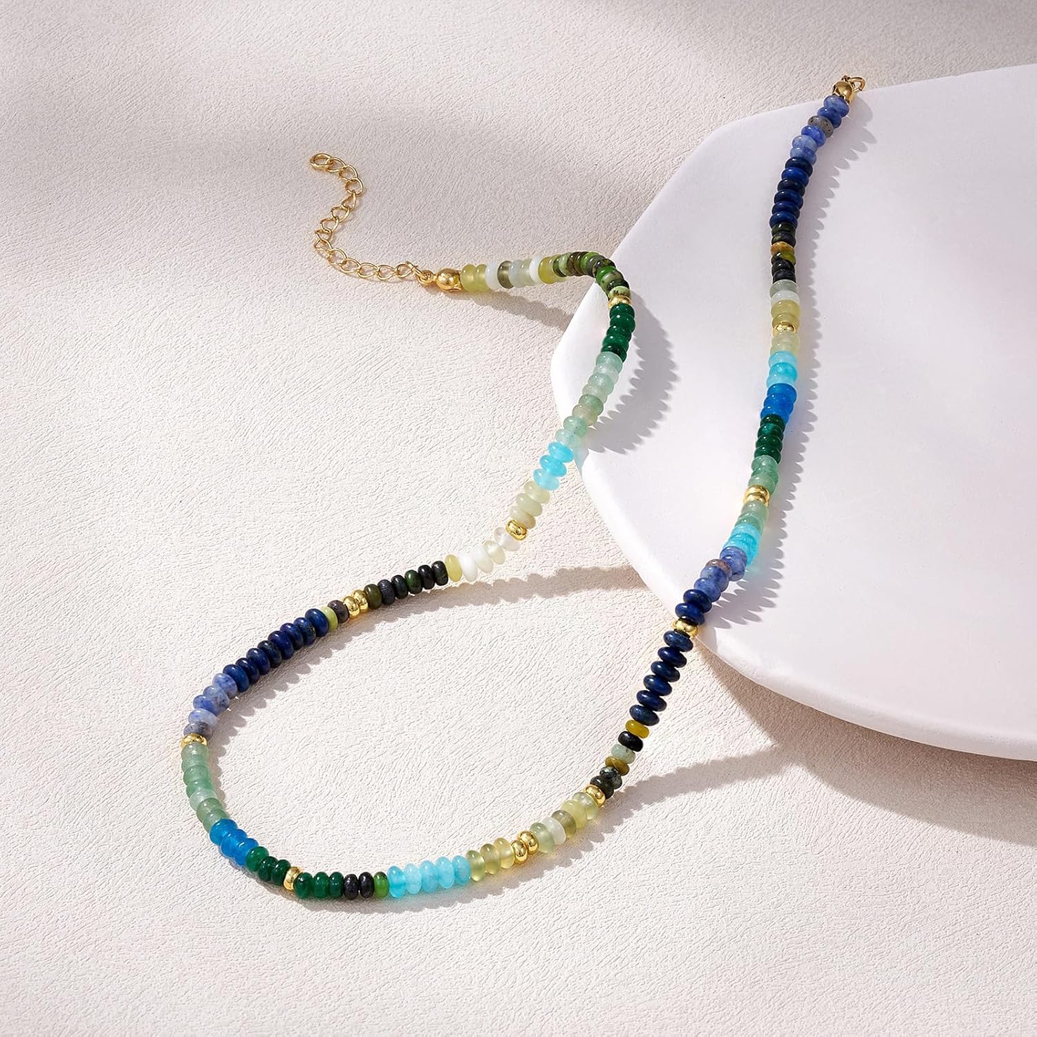 KELORIS PATH Beaded Necklace for Women, Colorful Gemstone Boho Bead Choker for Beach, Trendy Summer Natural Stone Jewelry Gifts - Image 7