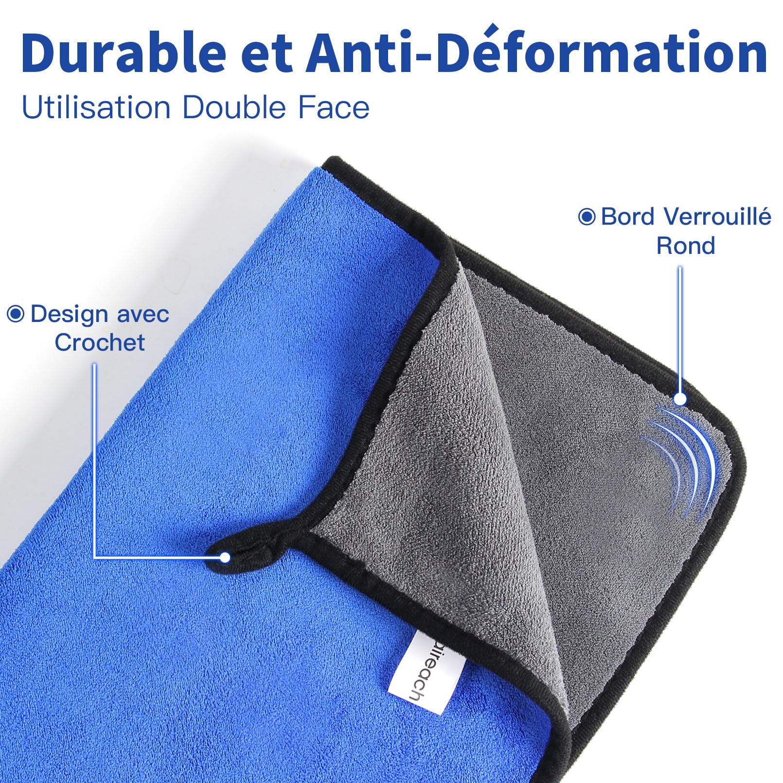 1000GSM Serviette Sechage Voiture, 2PCS Microfibre Voiture, 80x50cm | Anti Rayures Microfibre Sechage Voiture, Cleaners Motors Serviette, Ultra Absorbant, sans Peluches, Entretien Professionnel