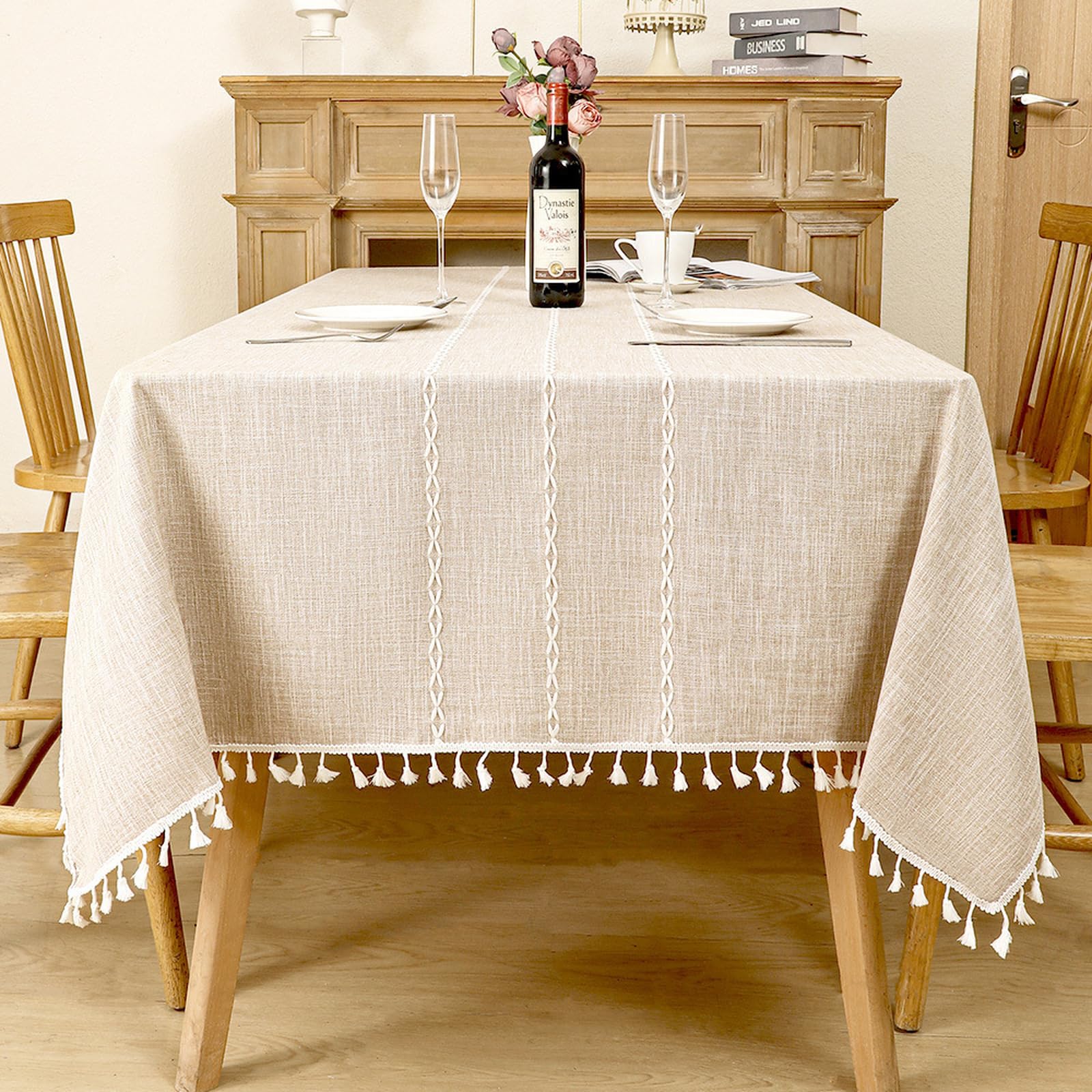 Tovaglia impermeabile da caffè, 140 x 180 cm, con nappe, tovaglia versatile in stile country per cucina, buffet, feste e campeggio