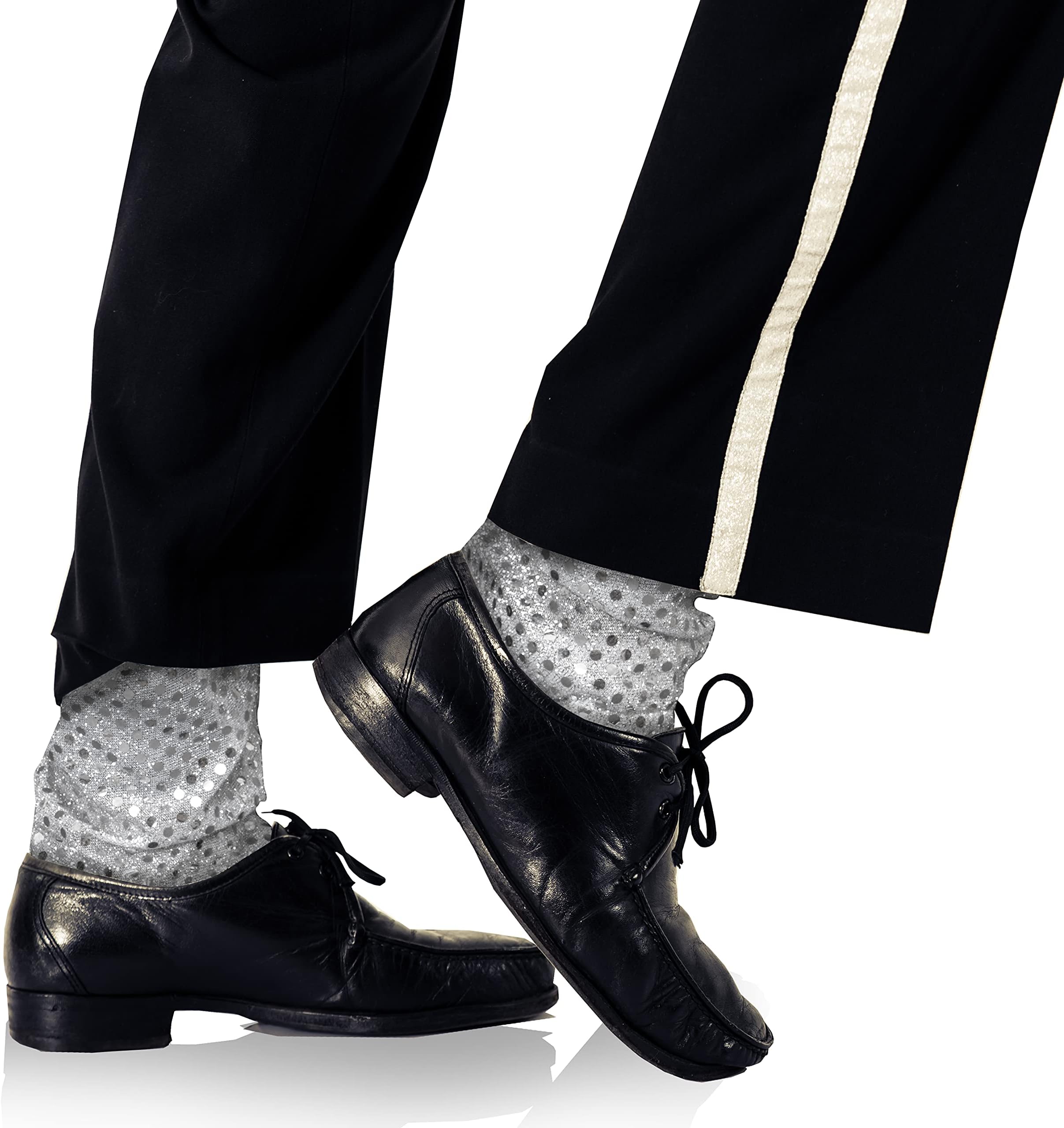Silver Sequin Costume Socks - Sparkle Dance Party Silver Sequined Shiny Sock Cover Cuffs Costumes Accessories