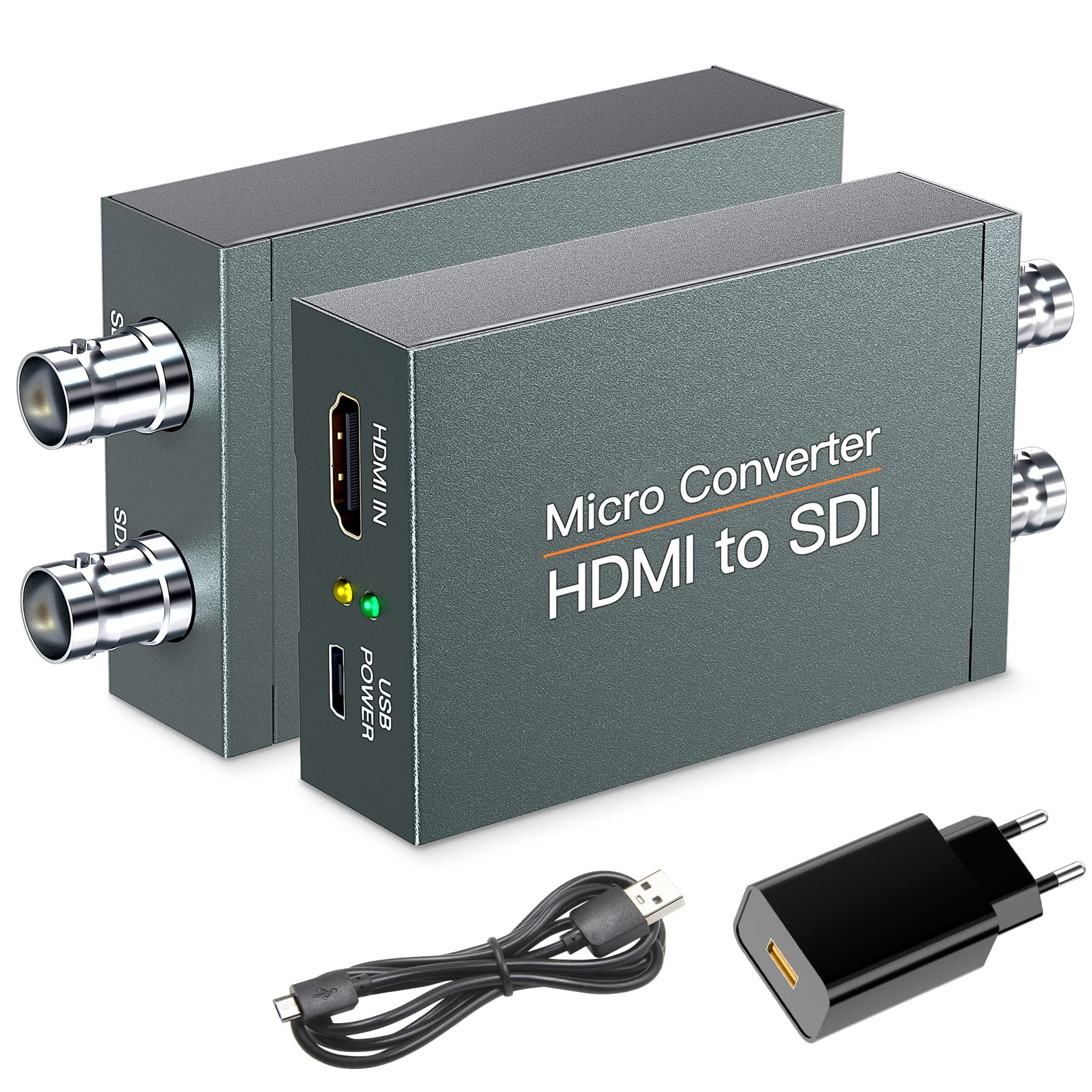 Convertitore HDMI a SDI, HDMI a 3G-SDI/HD-SDI, Audio Embedder 2 vie SDI, Supporta 1080P per fotocamera Home Cinema
