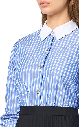 Karl Lagerfeld Women's Long Sleeve Stripe Office Friendly Bright Dress
