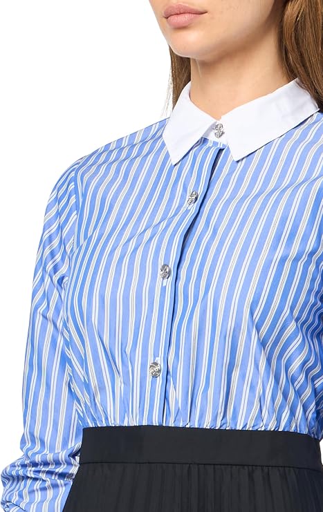 Karl Lagerfeld Women's Long Sleeve Stripe Office Friendly Bright Dress