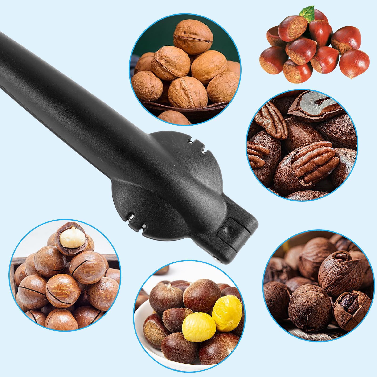 Coupe-Châtaignes Et Noix - Pince à Marrons Ergonomique Avec Plateau Stabilisateur - Ouvre Noix, Noisettes - Ustensile Cuisine Noir