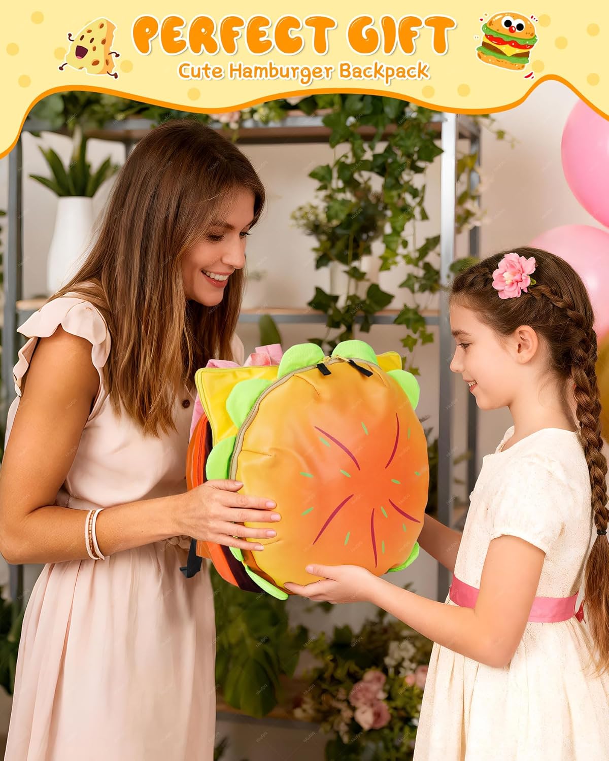 Cheeseburger Backpack, Hamburger Food Shaped Novelty Daypack, Multi-Compartment Burger Backpack - Image 5