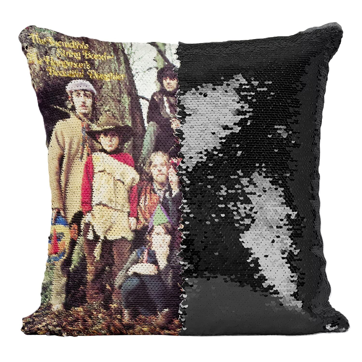 Coussin Sequin Paillettes Noir Musique Cadeau Idéal pour Collectionneur Rétro