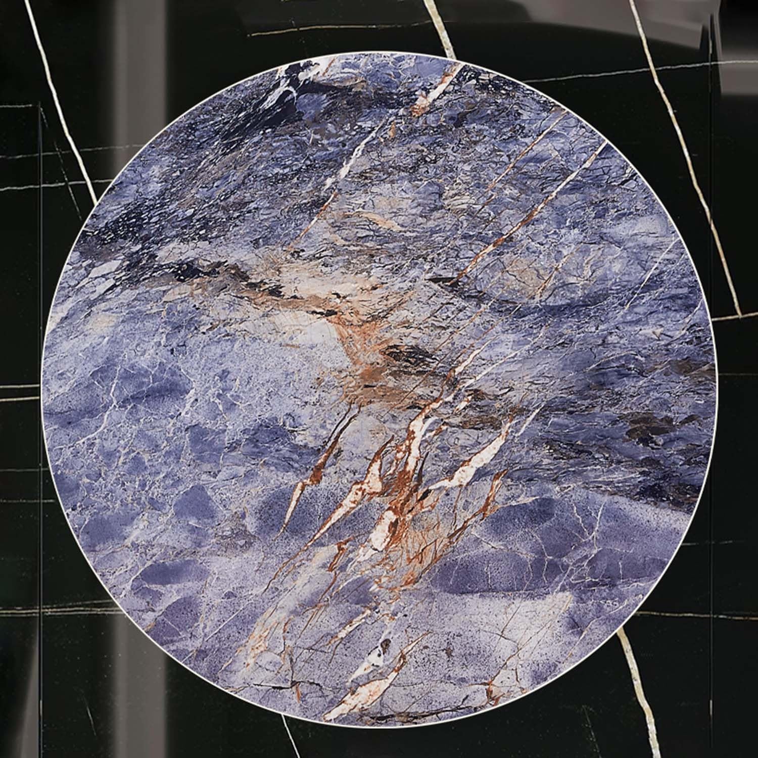 Plateau Tournant en Ardoise, Plateau Rotatif en Texture de Marbre, Plateau de Service de Table, Rotation Silencieuse à 360°, Facile à Nettoyer(Blue,100cm/40)