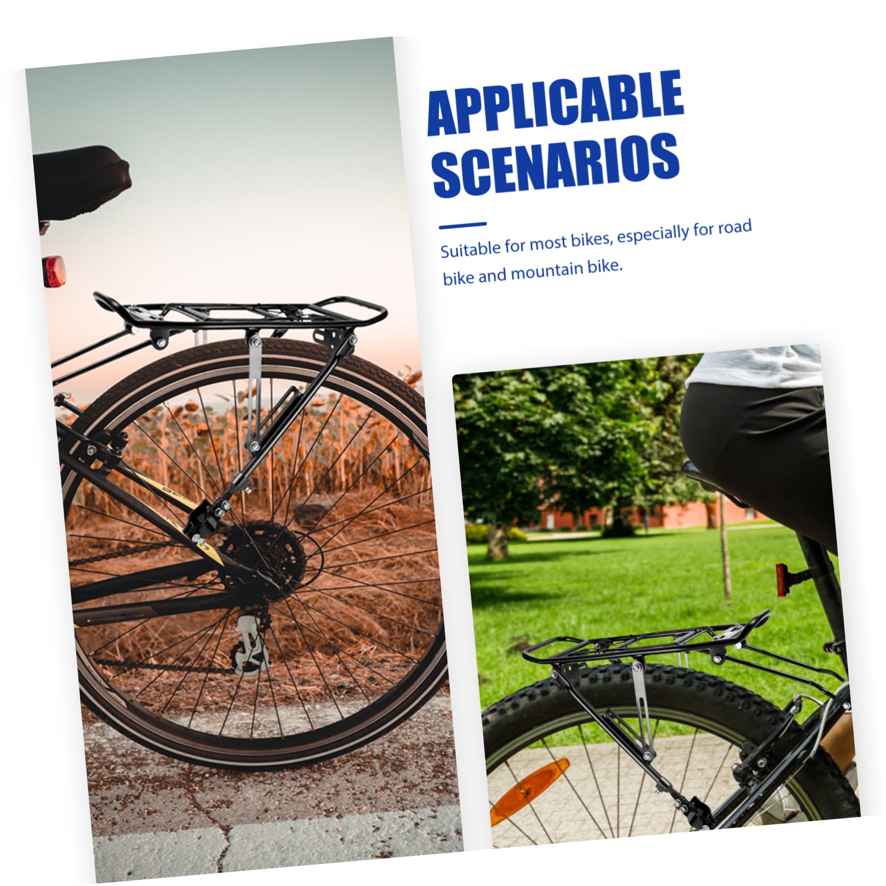 Yardwe Simple Bike Carrier Rack Durable Mountain Bike Cargo Rack Lightweight Rear Shelf for Luggage Easy Installation for Road and Mountain Bikes for