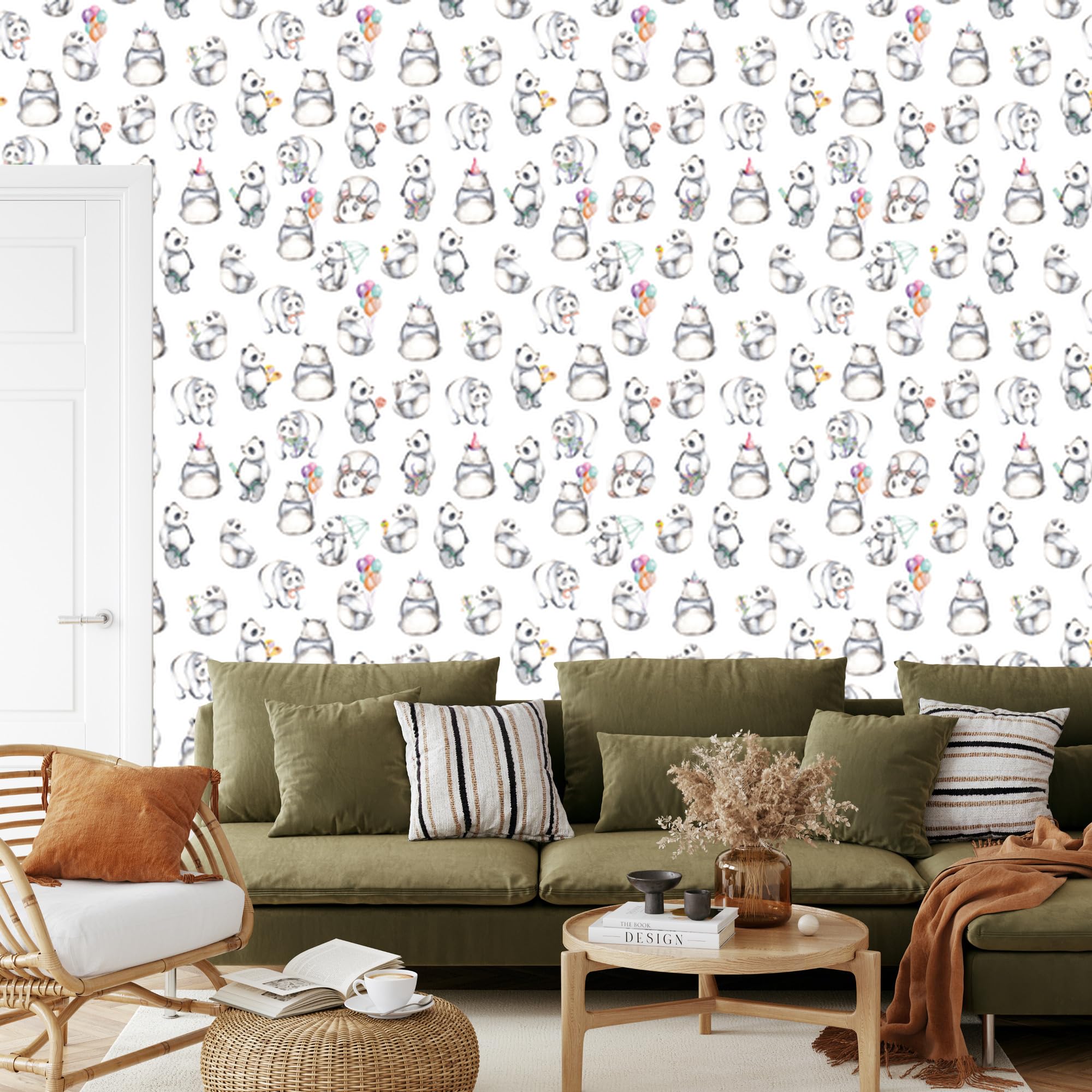 Vliestapete Glückliche Pandas 50 x 1000 cm