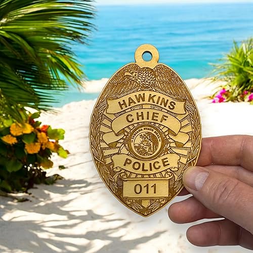 Miniatura 2 de Ornament - Hawkins Chief of Police - Raw Wood 3x4.5in