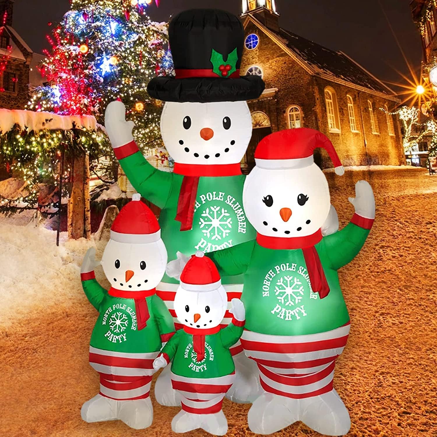 Bonhomme De Neige Gonflable De 2,13 M Avec Trois Adorables Pingouins Et Lumieres Led Integrees Decoration De Jardin 99142448 Bonhomme De Neige Gonflable De 2,13 M Avec Trois Adorables Pingouins Et Lumieres Led Integrees Decoration De Jardin 99142448