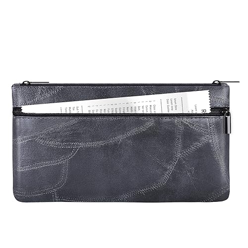 HAUTOCO Money Bag with Zipper 11 x 6.1 inch Embossed
