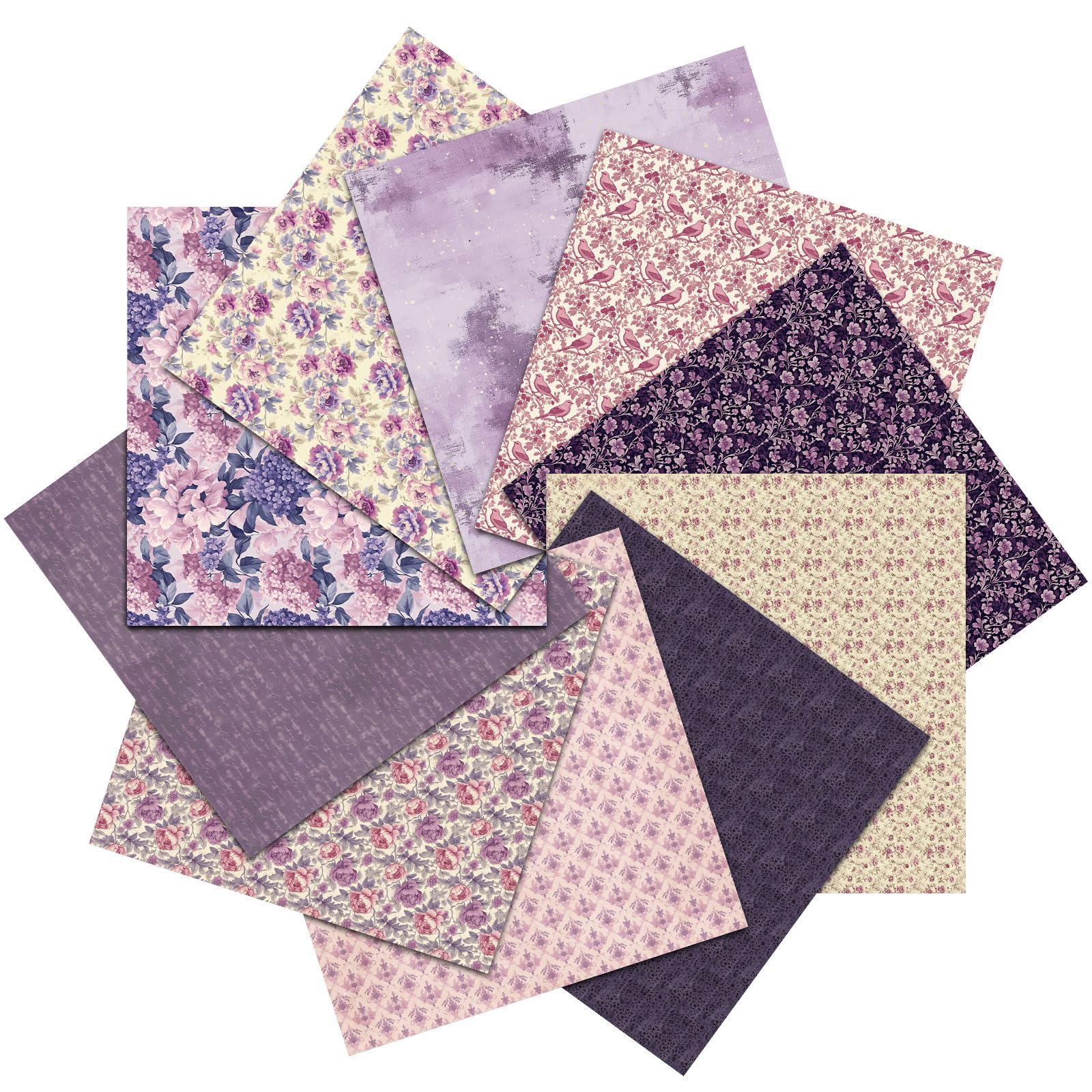 Tudomro 10 Pcs Blue Floral Fabric Squares Bundles 20 x 20 Inch Cotton Hydrangea Quilting Fabric Blue Spring Flower Fat Quarters Printed Cloth Quilt Patchwork Material for Sewing DIY Craft Supplie — view 9