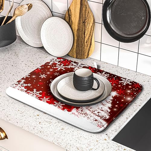 Vista 404 de Daisy On Old - Tapete de secado de platos de madera para encimera de cocina, tapete de secado de madera turquesa de 18 x 24 pulgadas con tapete