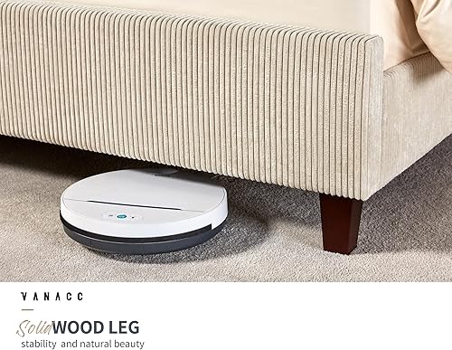 Miniatura 6 de VanAcc Base de cama de plataforma tamaño Queen, cama tapizada de pana de 50.8 pulgadas con cabecera capitonada de canal vertical, listones de